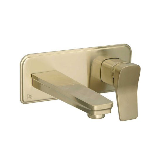 Single Lever Wall Mounted Basin Mixer Tap - Brushed Brass Brushed Gold Single Lever Basin Mixer Tap