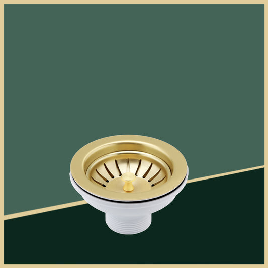Brushed Brass Kitchen Sink  Strainer Waste - 90mm Brushed Brass Kitchen Sink Waste Trap