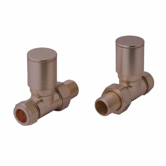 Straight Bronze Radiator Valve (Pair) - Brushed Bronze straight brass radiator valves brushed bronze