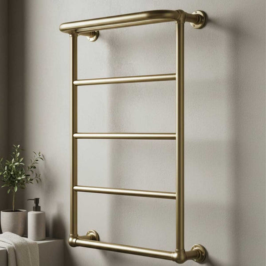 Traditional Towel Rail Radiator Dual Fuel - Brushed Brass 1193 x 600mm Victorian heated towel rail brushed brass