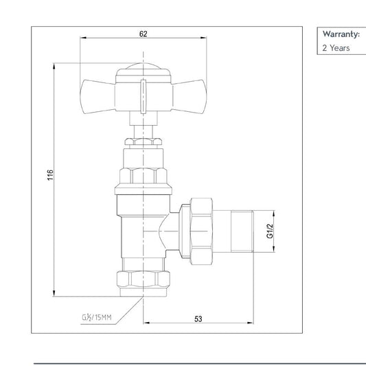 Traditional Angled Radiator Valves - Brushed Brass Brushed brass towel rail valves