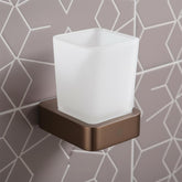 Wall Mounted Square Tumbler Holder - Brushed Bronze wall-mounted bathroom tumbler holder - dark bronze