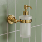 Wall Mounted Brass Soap Dispenser with Frosted Glass wall mounted brass soap dispenser