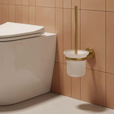 Round Toilet Brush and Holder Set - Brushed Brass wall mounted toilet brush and holder set