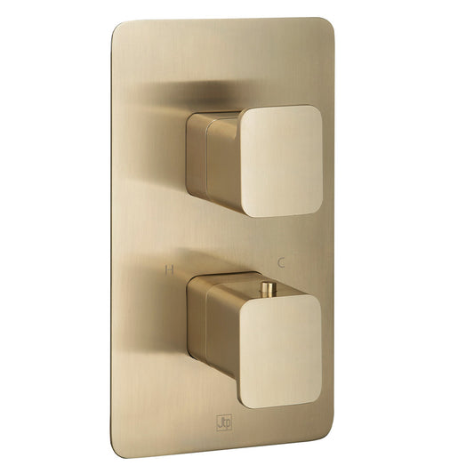 Concealed Brushed Brass 2-Way Thermostatic Shower Valve gold concealed shower valve