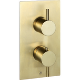 Gold 2 Outlet Thermostatic Shower Valve Vertical brushed brass 2 outlet concealed shower valve