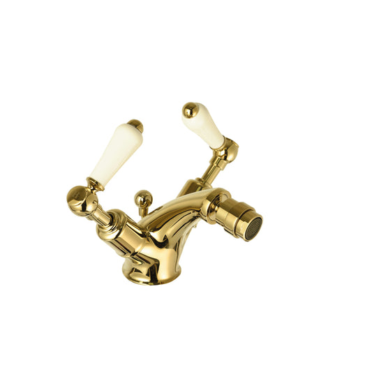 Gold Mono Bidet Mixer Tap with Pop Up Waste brushed brass bidet tap