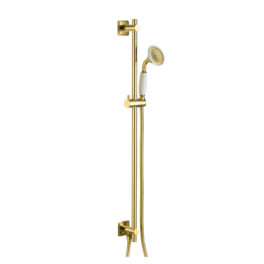 Shiny Gold Shower Riser Rail Kit with Single Function Handset brass shower rail kit with gold finish