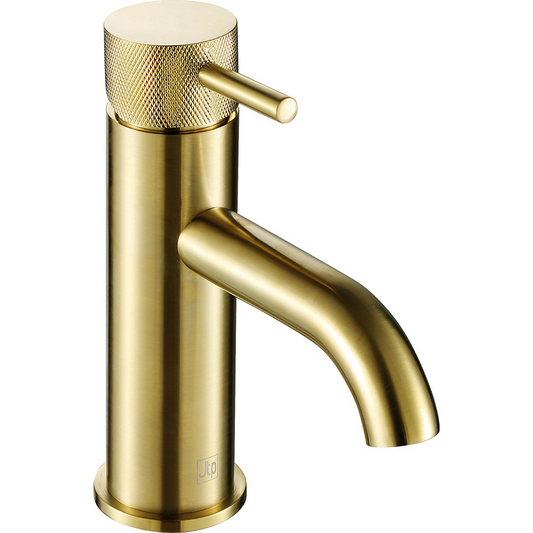 Knurled Basin Mixer Tap - Brushed Brass deck mounted basin mixer tap
