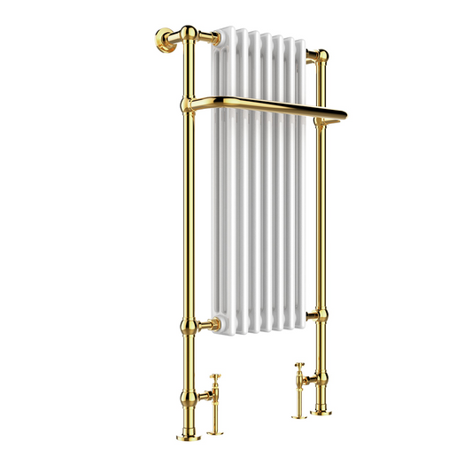 Traditional Towel Rail Radiator - Shiny Gold 1130mm x 553mm antique brass heated towel rail