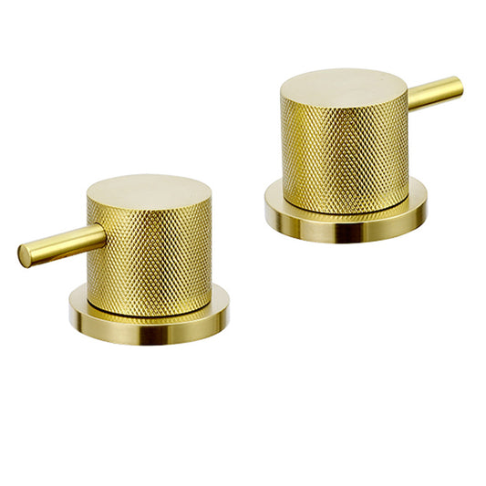Gold Deck Panel Valves Pair in Brushed Brass Finish brass valve