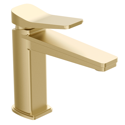 Deck-Mounted Single Lever Basin Mixer Tap - Brushed Brass gold mixer basin tap