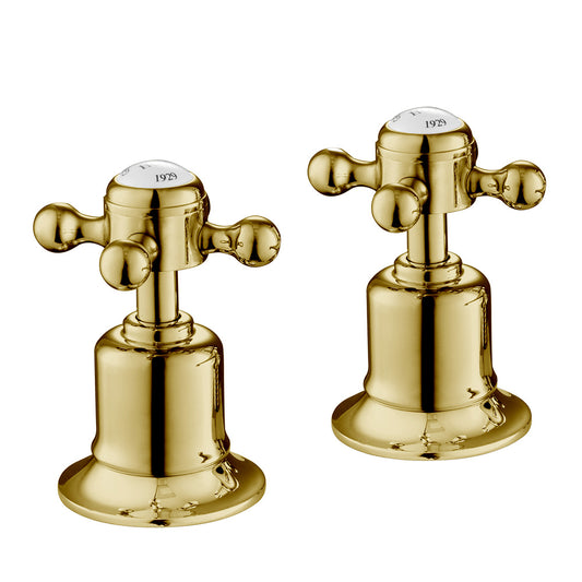 Deck Mounted On/Off Valves with Crosshead Handles vintage gold cross valve