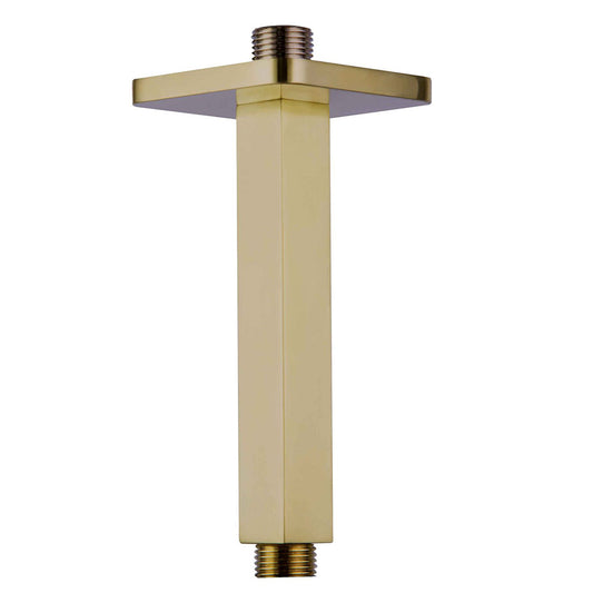 Square Ceiling Shower Arm - 150mm brushed brass ceiling arm