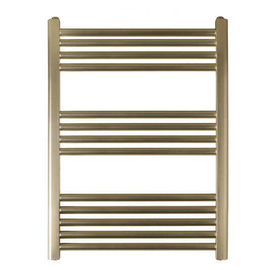 Gold Heated Towel Rail 800mm x 600mm Dual Fuel  – Brushed Brass gold towel radiator