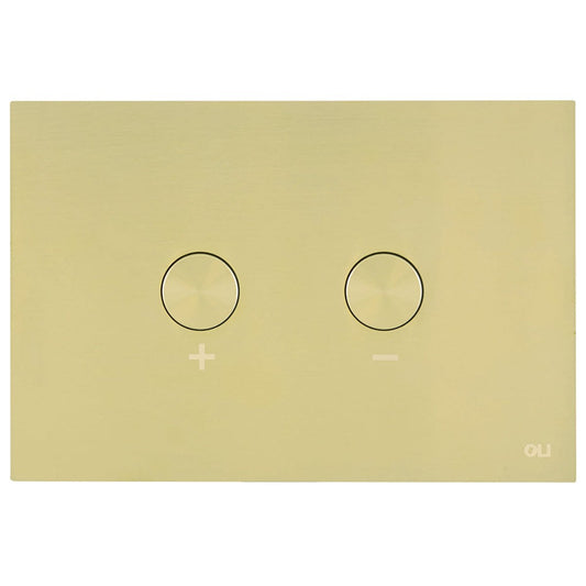 Gold Round Buttons Dual Flush Plate - Brushed Brass brushed gold toilet flush plate