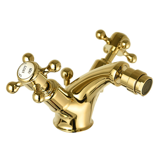 Mono Bidet Mixer Tap with Pop Up Waste brushed brass bidet taps