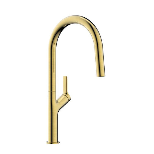 Gold Kitchen Tap with Swivel Spout and Pull-Out Spray brushed gold pull out kitchen tap