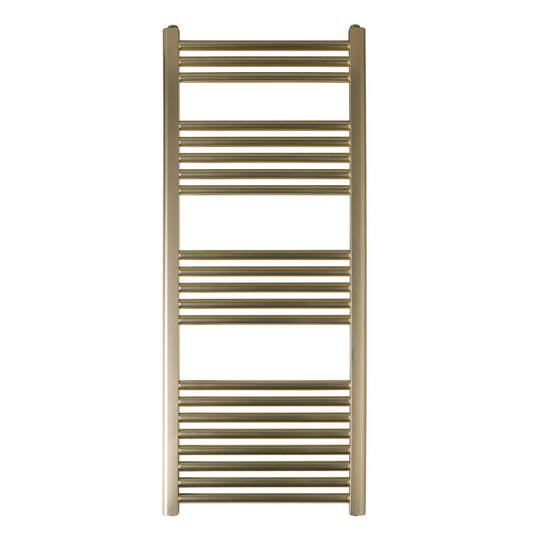Gold Towel Radiator 1200mm x 500mm – Dual Fuel brushed brass heated towel rail