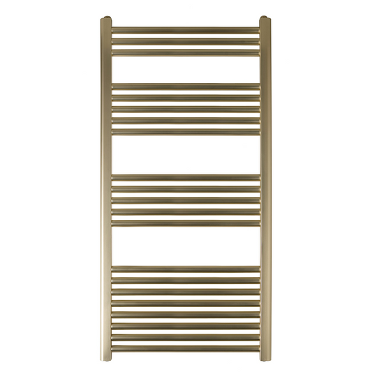 Dual Fuel Heated Towel Rail - 1200mm x 600mm - Brushed Brass brushed brass dual fuel towel rail