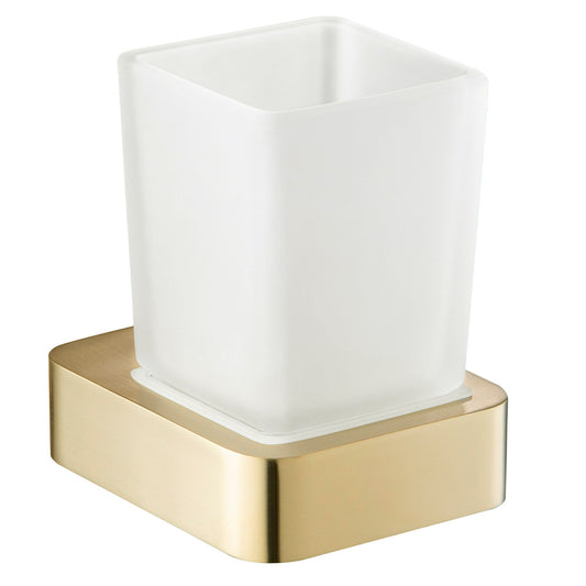 Brushed Gold Tumbler Holder Wall Mounted brushed brass tumbler and holder