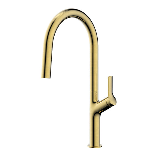 Gold Kitchen Tap with Swivel Spout and Pull-Out Spray gold pull out kitchen tap