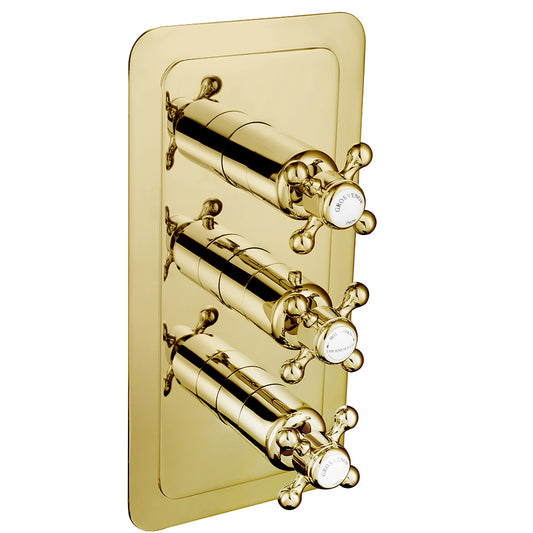 Traditional 3 Outlet Vertical Thermostatic Shower Valve antique gold 3 outlet shower valve