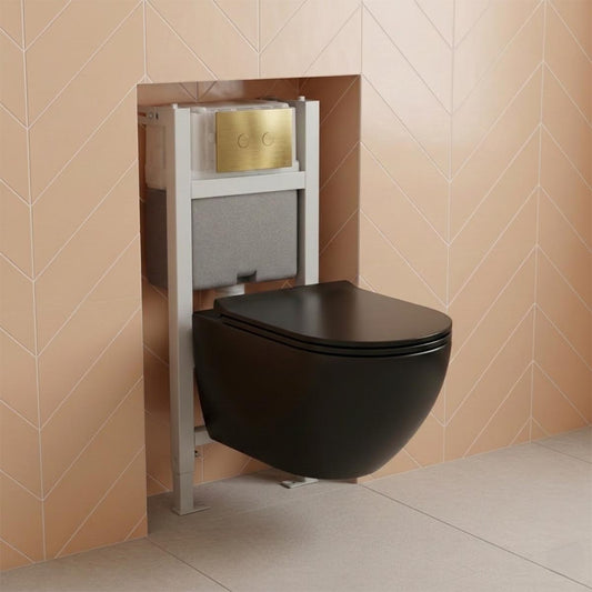 0.82m pre wall wall hung wc frame with tornado toilet and flush plate 