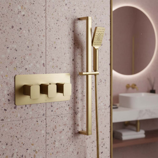 2-way brushed brass concealed shower valve