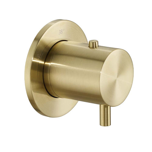 Round Brushed Brass Thermostatic Douche Valve  1000