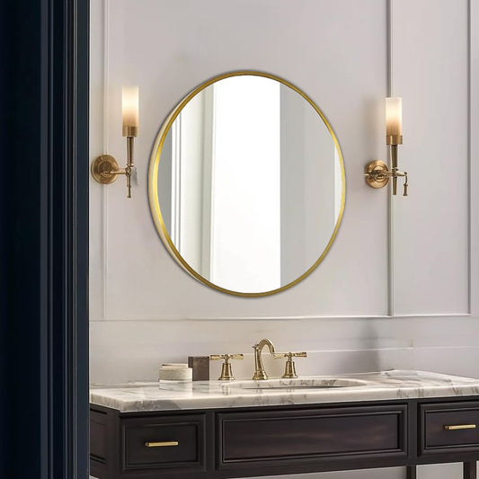 Round Gold Bathroom Mirror without Light