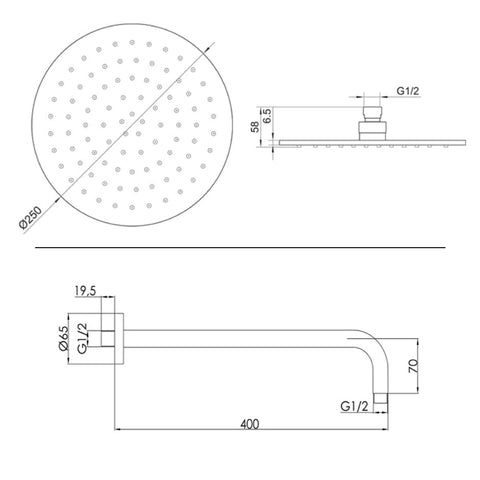 shower arm and head set