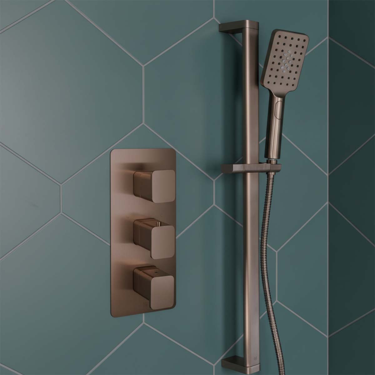 2 Way concealed shower valve portrait - bronze