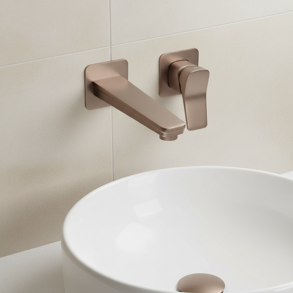 2 hole wall mounted basin tap - brushed bronze
