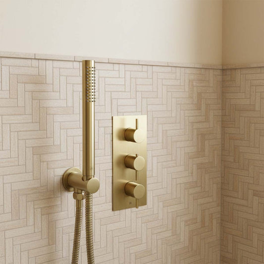 2 outlet thermostatic shower valve - brushed brass