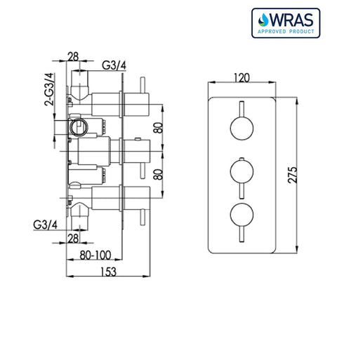 2 outlet shower mixer valve 