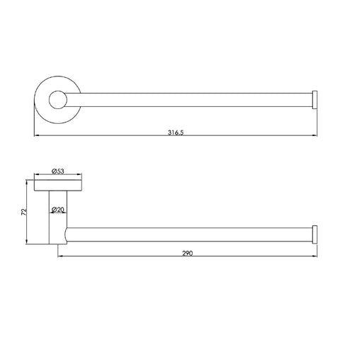 300mm towel bar brass