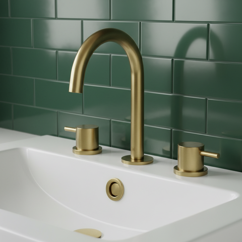 3 hole basin mixer tap brushed brass