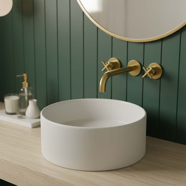 3 hole bathroom basin mixer tap - brushed brass 