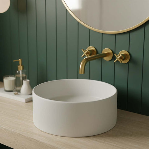 3 hole bathroom basin mixer tap - brushed brass 