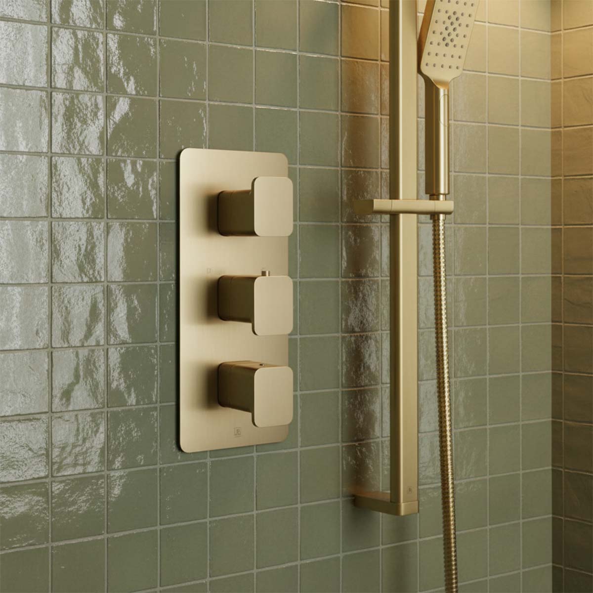 3 outlet shower valve brushed brass 