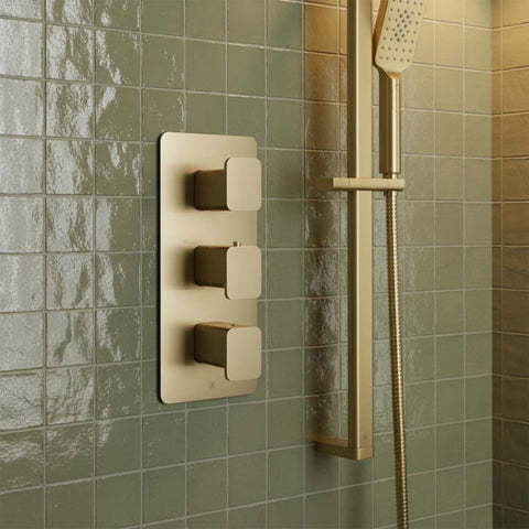 3 outlet shower valve brushed brass 