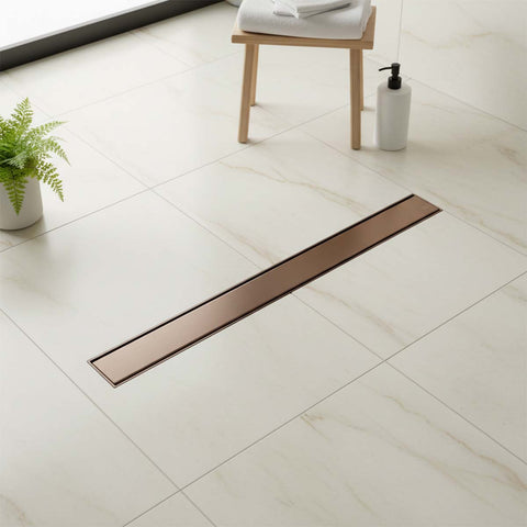 600mm linear shower drain bronze