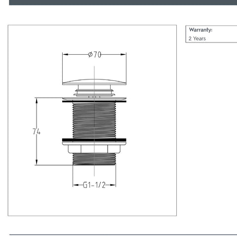 Brushed Bronze Unslotted Click Clack Bath Waste for Freestanding Baths