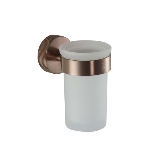 Round Tumbler Holder with a Glass Tumbler - Brushed Bronze