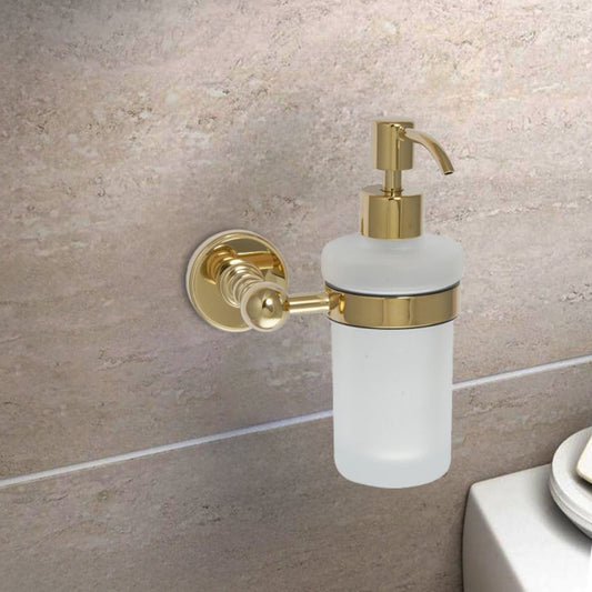 Antique Brass Soap Dispenser with Frosted Glass 1200