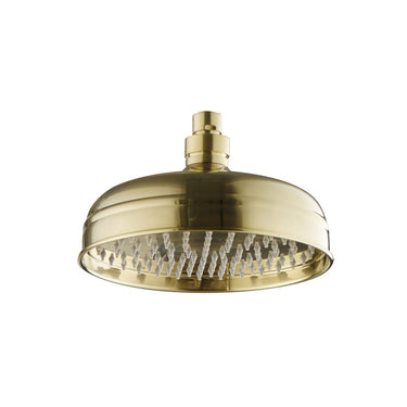 Aura Brushed Brass Traditional Round Shower Head – 200mm

