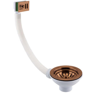 Basket Strainer Kitchen Sink Waste with Square Overflow - Copper

