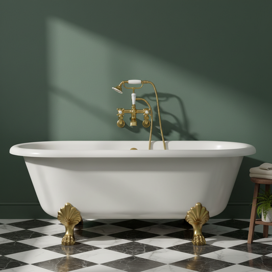 Brass Bath Shower Mixer with Kit - Brushed Brass