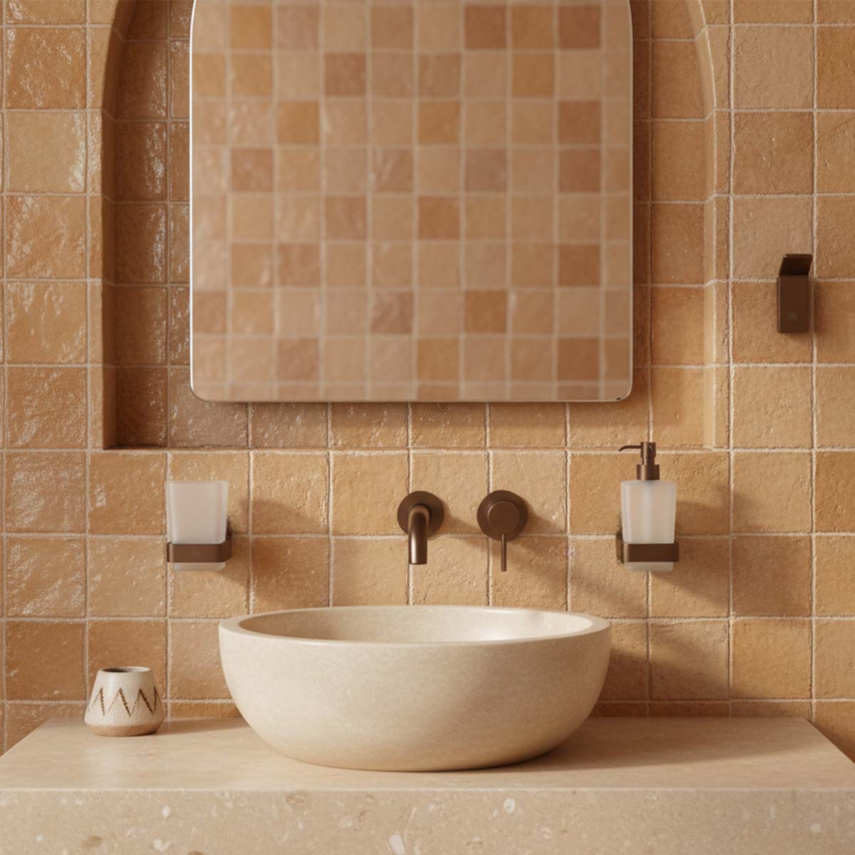 Bathroom accessories set brushed bronze
